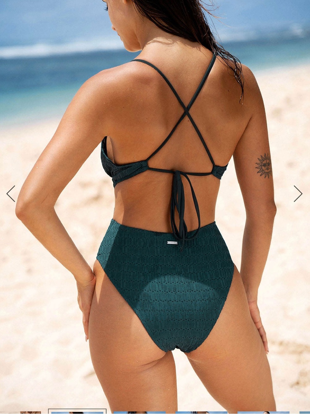High-Waist One-Piece Swimsuit - Dark Teal - BERLOOK